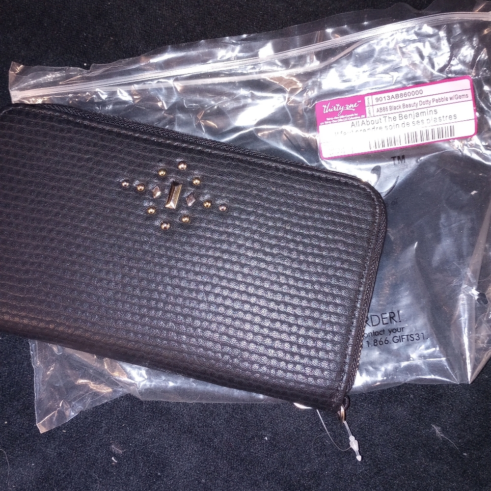 Thirty-One Black All About The Benjamins Wallet With Gems